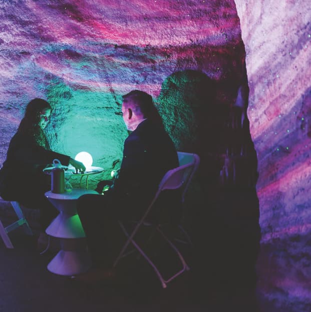 Glowing orb in cave