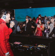 A group of people dancing at a silent disco