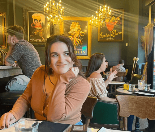 A woman in a cocktail bar