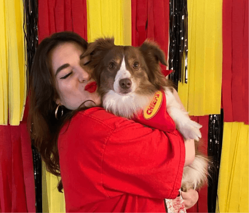 A woman with her dog